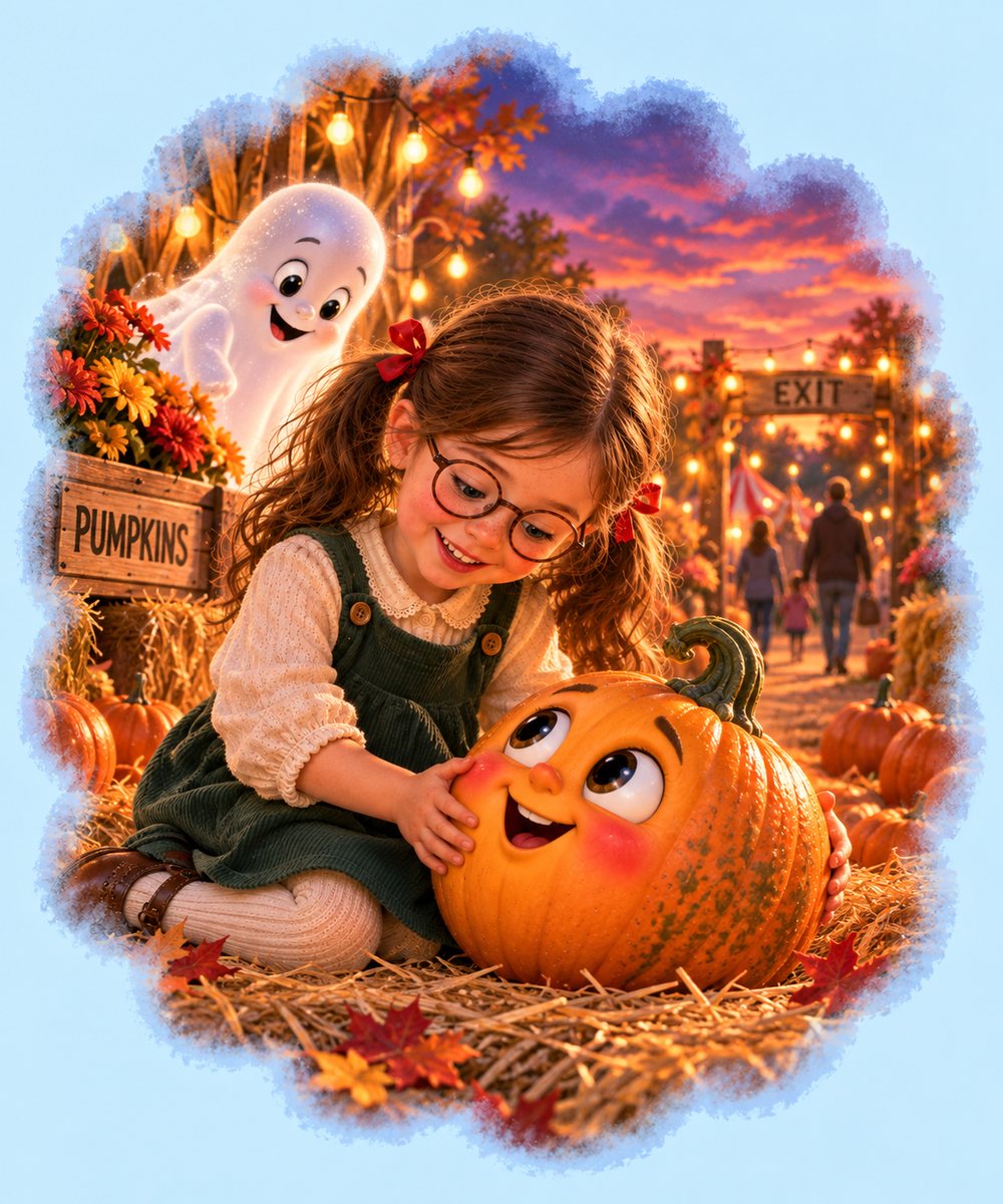 Molly meeting Boo in the pumpkin patch
